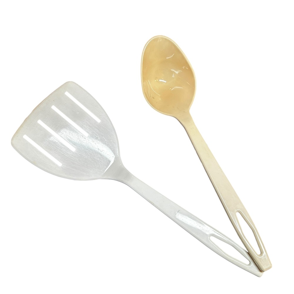 VTG‎ Tailor Made 4 Slotted Spatula and Ladle Set Dipper Spoon White Almond Lot